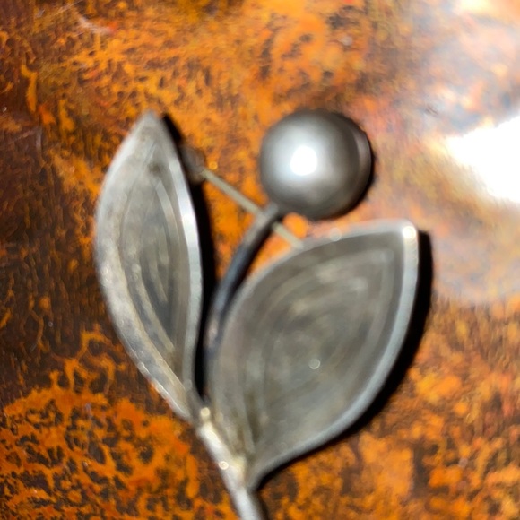 A&K Aare and Krogh Denmark Modernist MCM Sterling Flower Brooch Pin - Picture 5 of 11